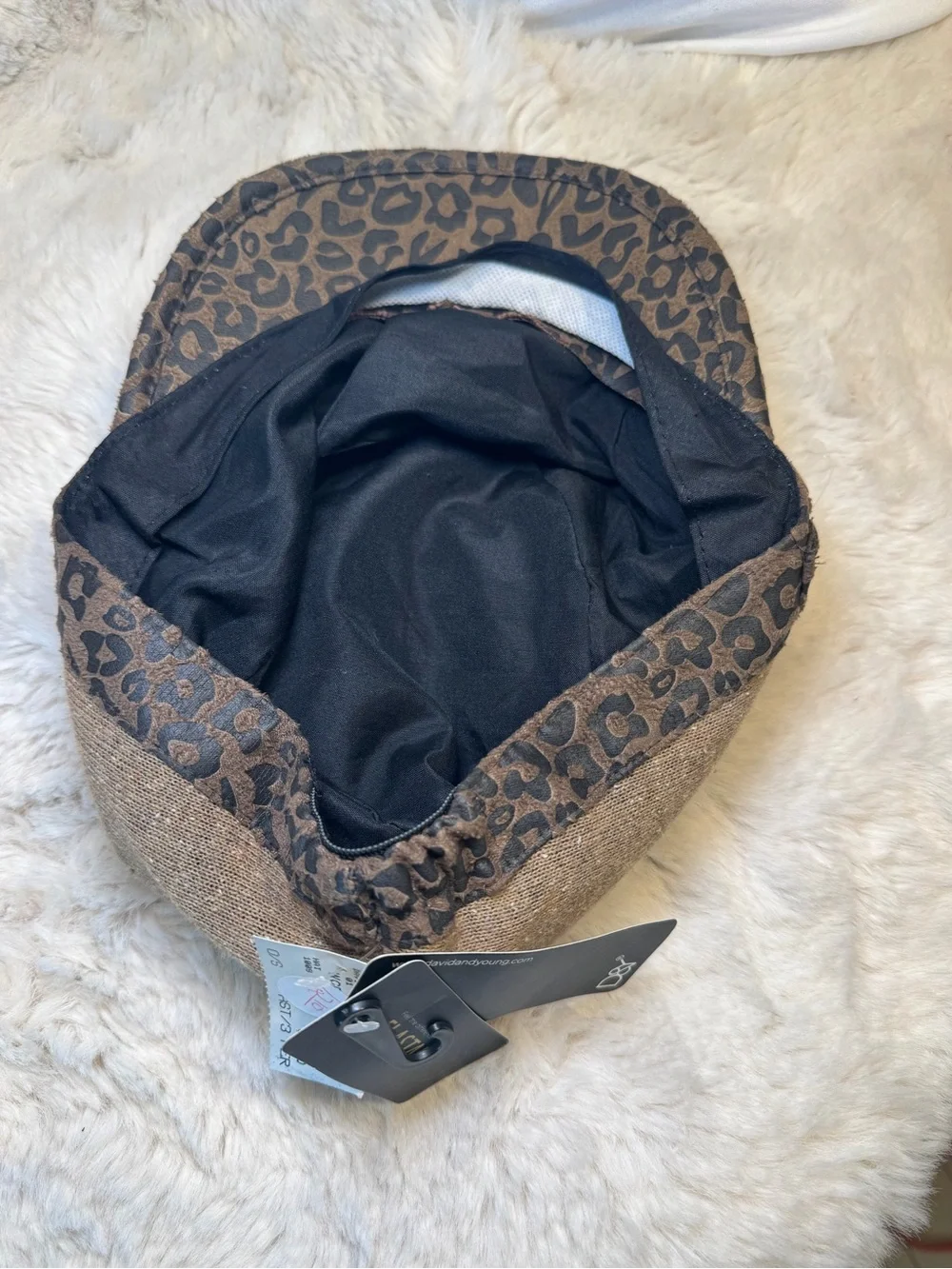 Vintage new with‎ tags rare Y2K 90s Brown Leopard Print Brim Cabbie news boy Cap